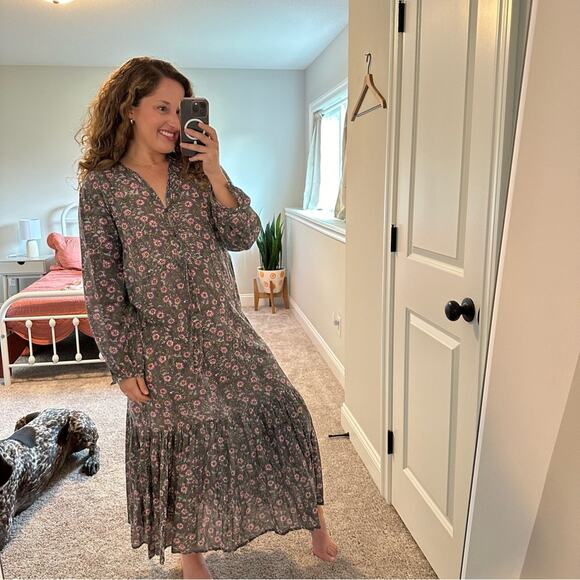 Emerson Fry India Collection Blue Green Pink Cotton Maxi Dress Medium - Picture 2 of 16